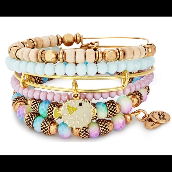 Alex and Ani Jewelry - ALEX AND ANI Pufferfish Set Of 5 Bangle Bracelets